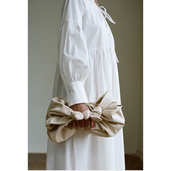 A Bronze Age XL Kimi Sand Cream Cotton Canvas Croissant Shoulder Bag - Picture 2 of 8